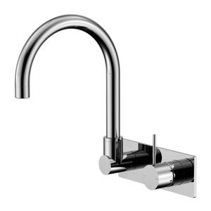 Nero Mecca Wall Basin/Bath Mixer Swivel Spout Handle Up - Chrome