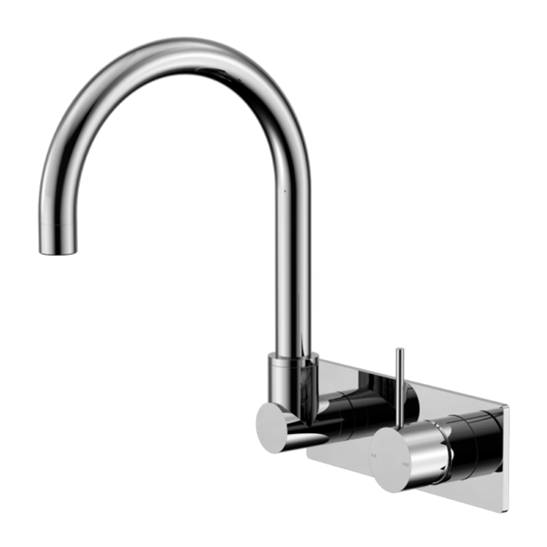 Nero Mecca Wall Basin/Bath Mixer Swivel Spout Handle Up - Chrome