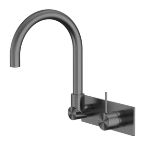 Nero Mecca Wall Basin/Bath Mixer Swivel Spout Handle Up - Gunmetal