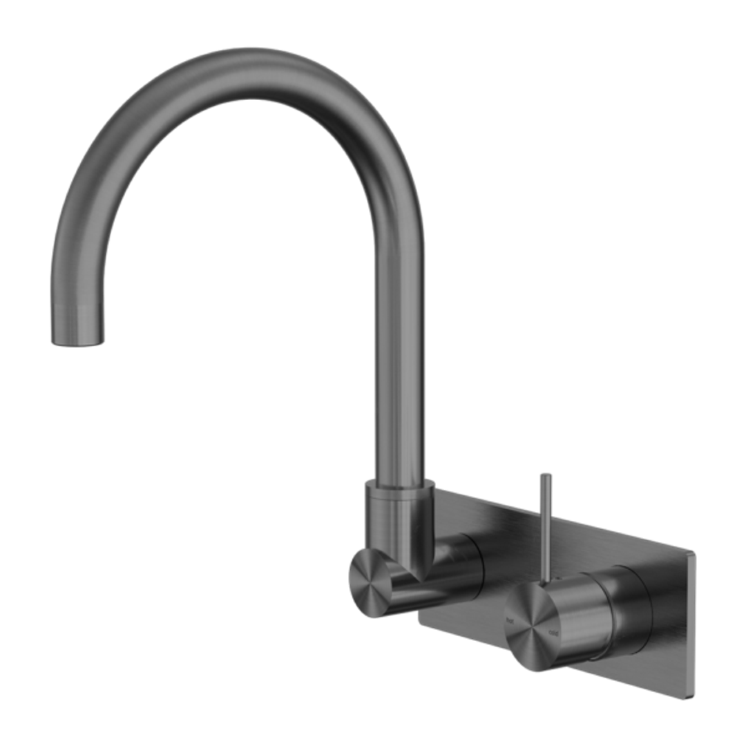 Nero Mecca Wall Basin/Bath Mixer Swivel Spout Handle Up - Gunmetal