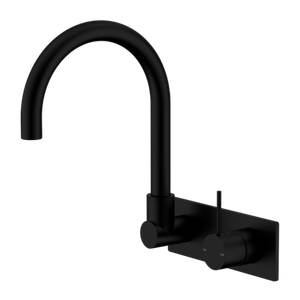 Nero Mecca Wall Basin/Bath Mixer Swivel Spout Handle Up - Matt Black