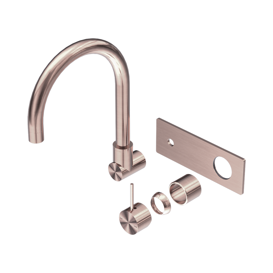 Nero Mecca Wall Basin/Bath Mixer Swivel Spout Handle Up Trim Kits Only - Brushed Bronze