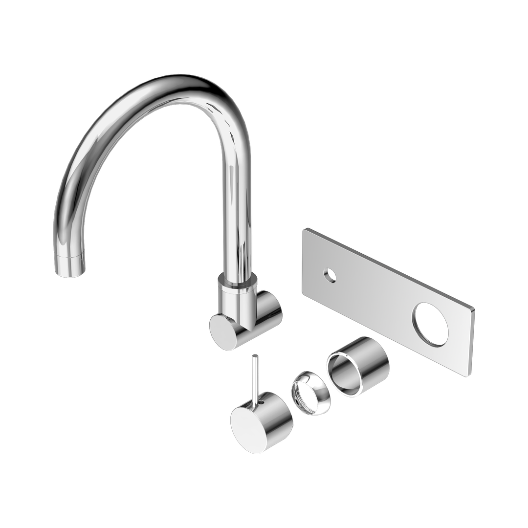 Nero Mecca Wall Basin/Bath Mixer Swivel Spout Handle Up Trim Kits Only - Chrome