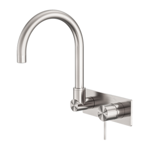 Nero Mecca Wall Basin/Bath Mixer Swivel Spout - Brushed Nickel