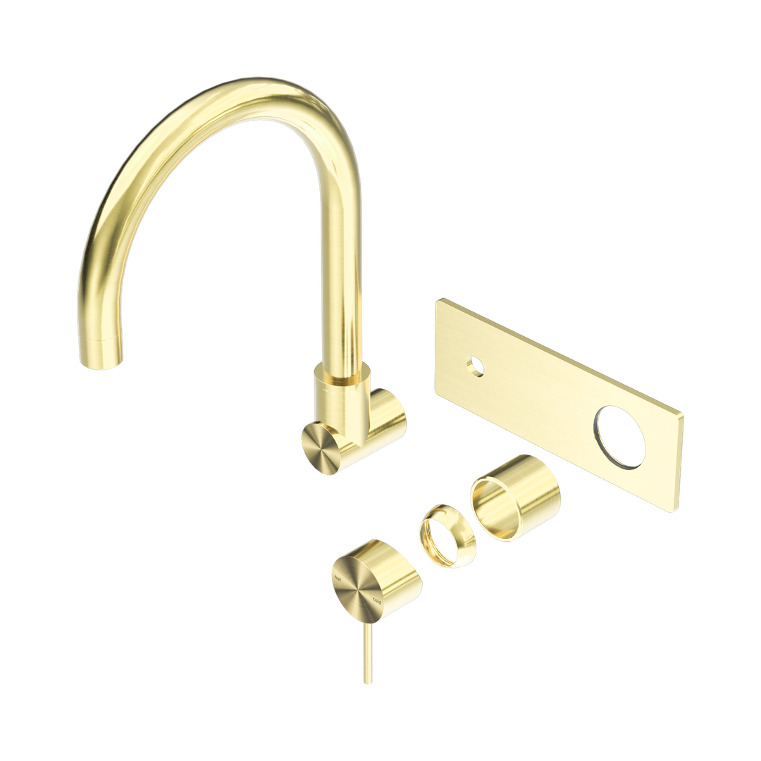 Nero Mecca Wall Basin/Bath Mixer Swivel Spout Trim Kits Only - Brushed Gold