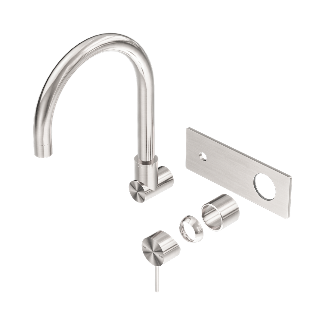 Nero Mecca Wall Basin/Bath Mixer Swivel Spout Trim Kits Only - Brushed Nickel