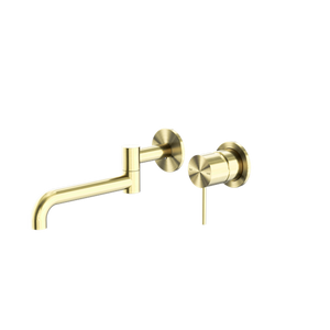 Nero Mecca Wall Basin/Bath Mixer Swivel Spout 225mm - Brushed Gold