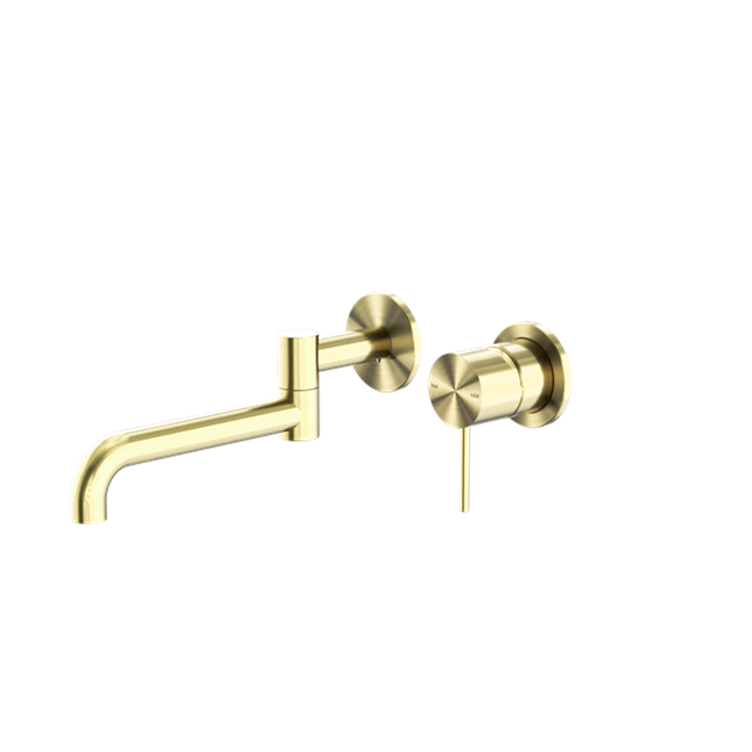 Nero Mecca Wall Basin/Bath Mixer Swivel Spout 225mm - Brushed Gold