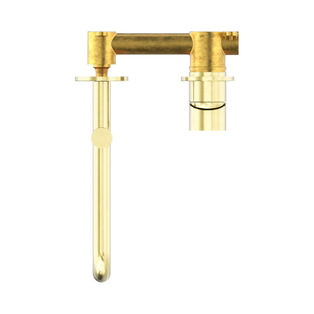 Mecca Wall Basin/Bath Nero Mixer Swivel Spout 225mm - Brushed Gold Nr221910Rbg