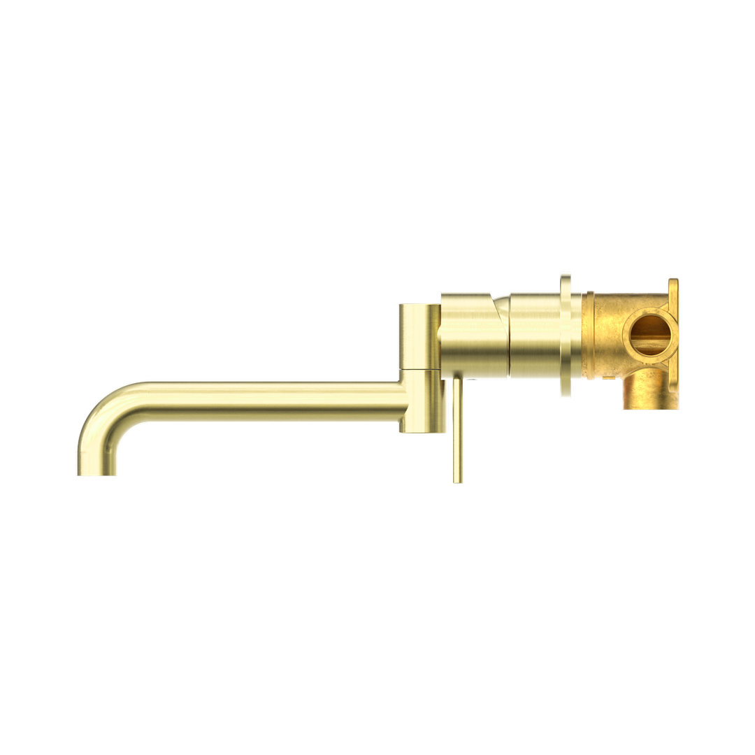 Mecca Wall Basin/Bath Nero Mixer Swivel Spout 225mm - Brushed Gold Nr221910Rbg