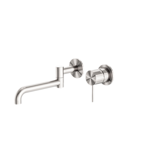 Nero Mecca Wall Basin/Bath Mixer Swivel Spout 225mm - Brushed Nickel