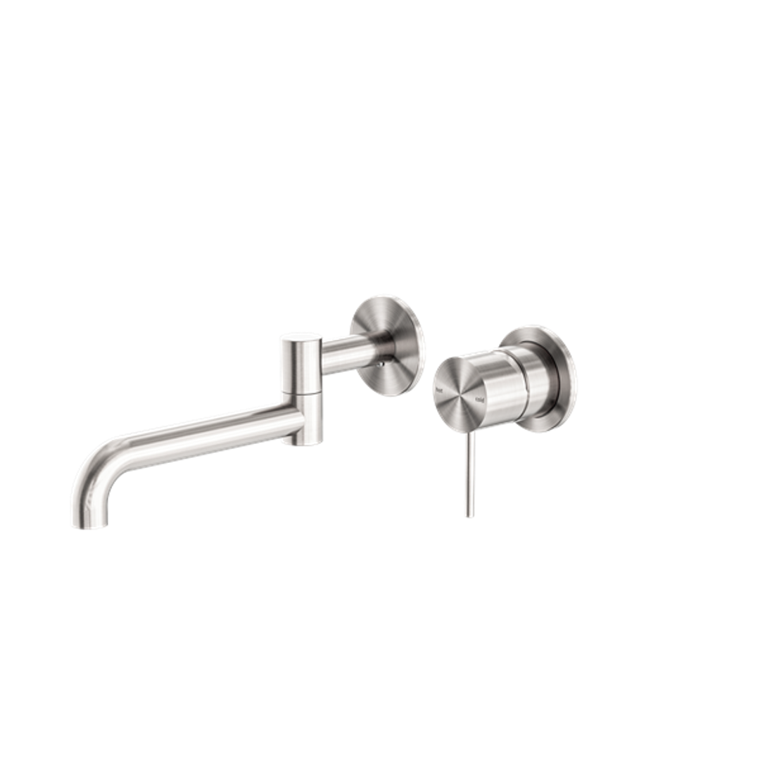 Nero Mecca Wall Basin/Bath Mixer Swivel Spout 225mm - Brushed Nickel