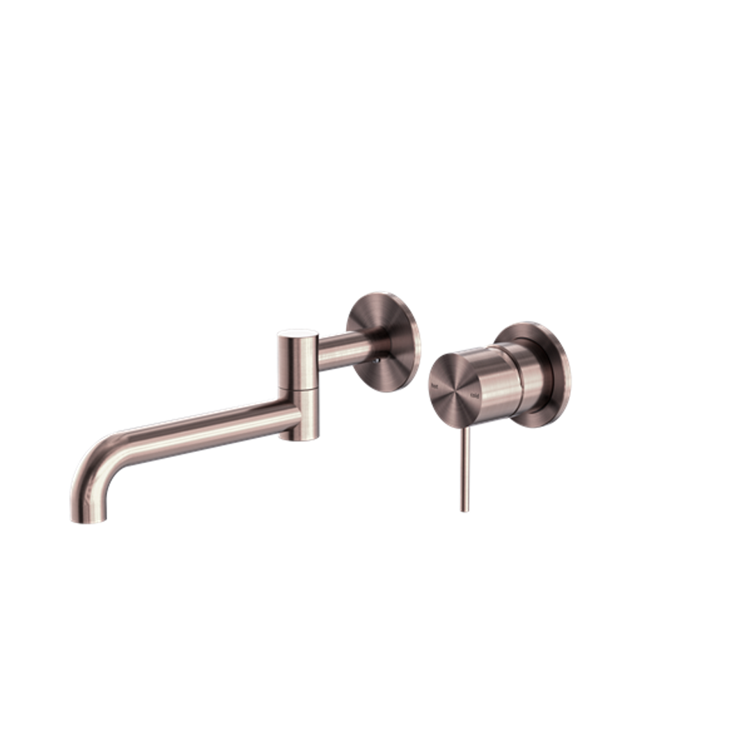 Nero Mecca Wall Basin/Bath Mixer Swivel Spout 225mm - Brushed Bronze