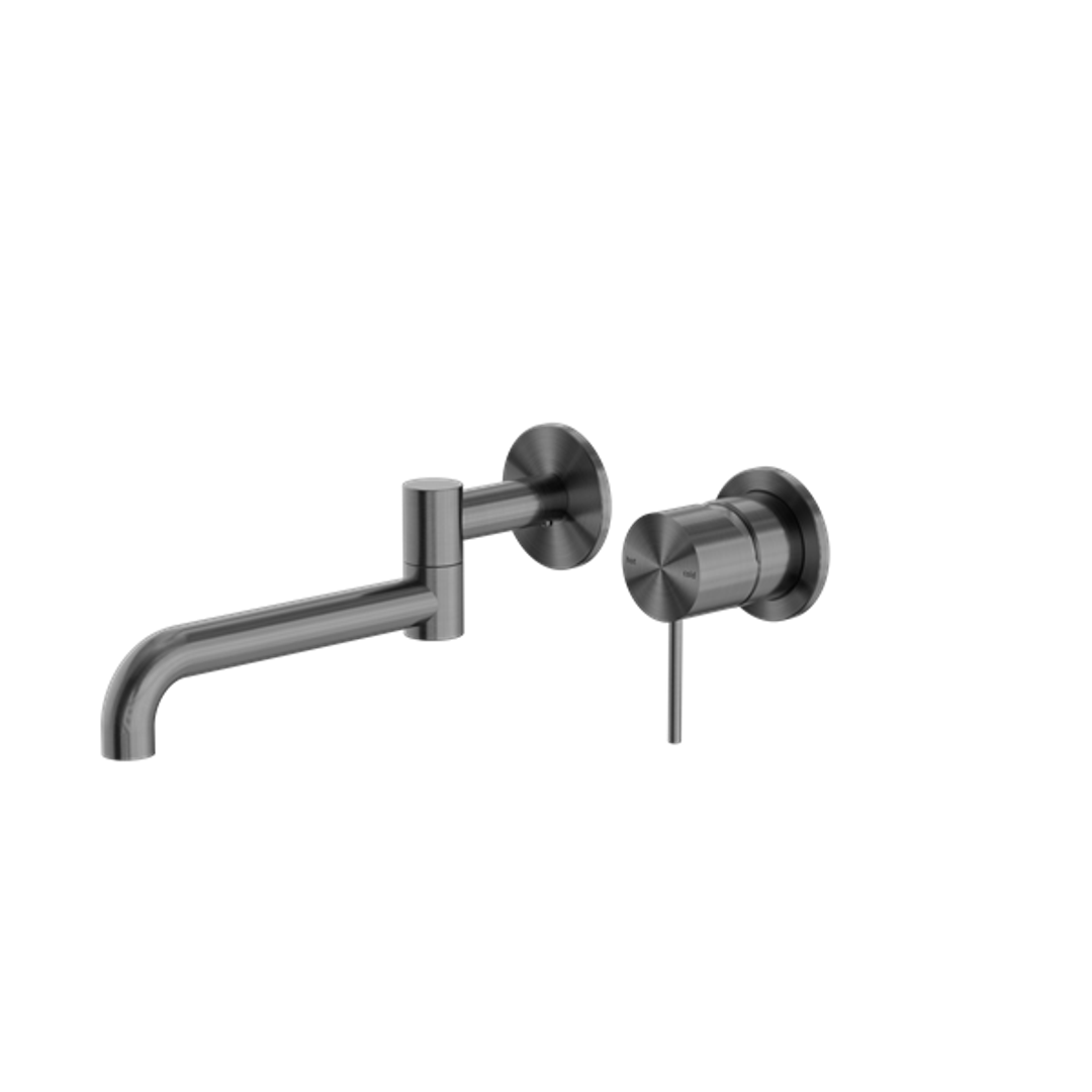 Nero Mecca Wall Basin/Bath Mixer Swivel Spout 225mm - Gunmetal