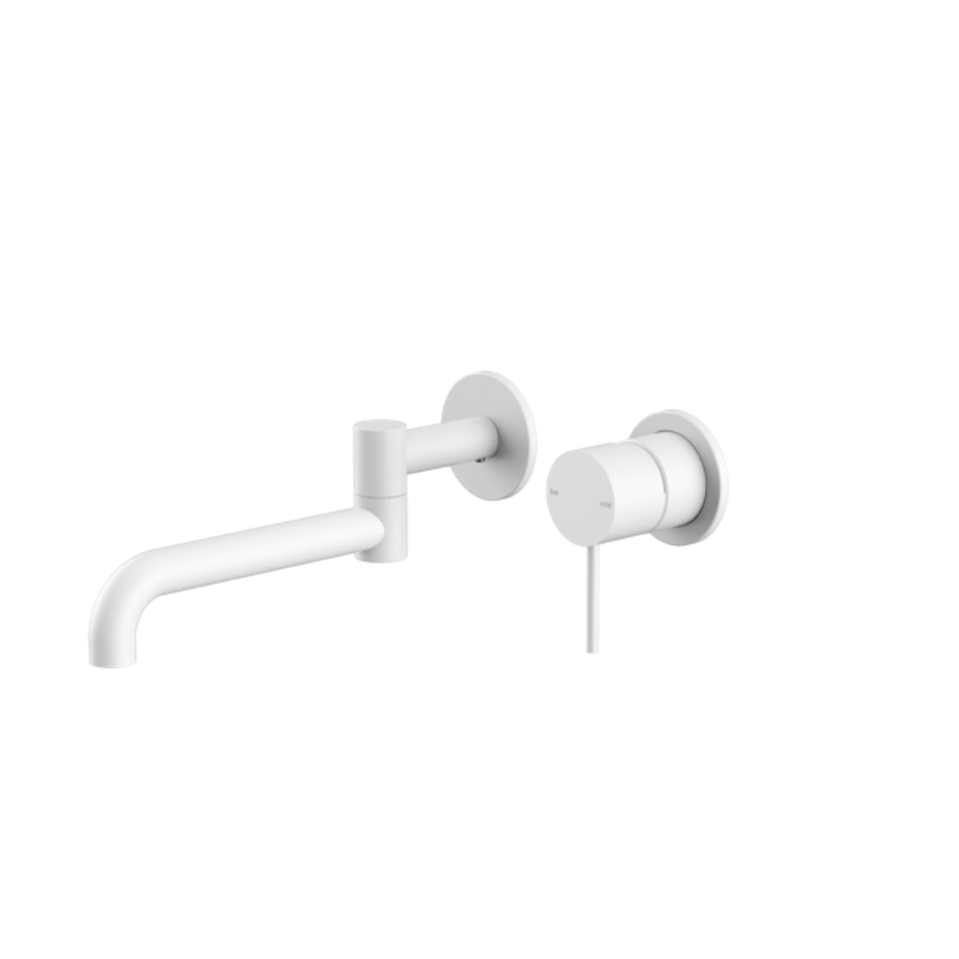 Nero Mecca Wall Basin/Bath Mixer Swivel Spout 225mm - Matt White