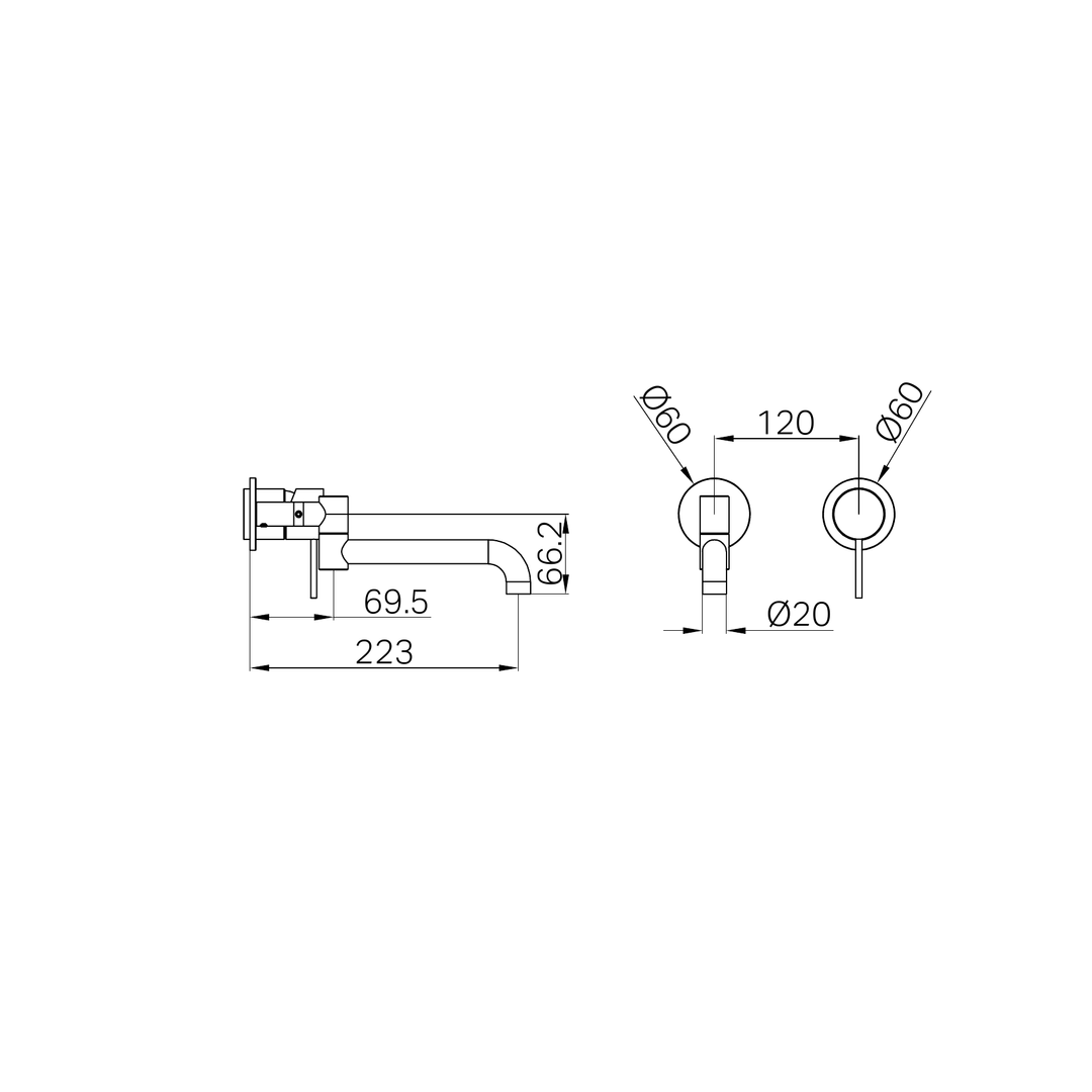 Nero Mecca Wall Basin/Bath Mixer Swivel Spout 225Mm Trim Kits Only - Matte White