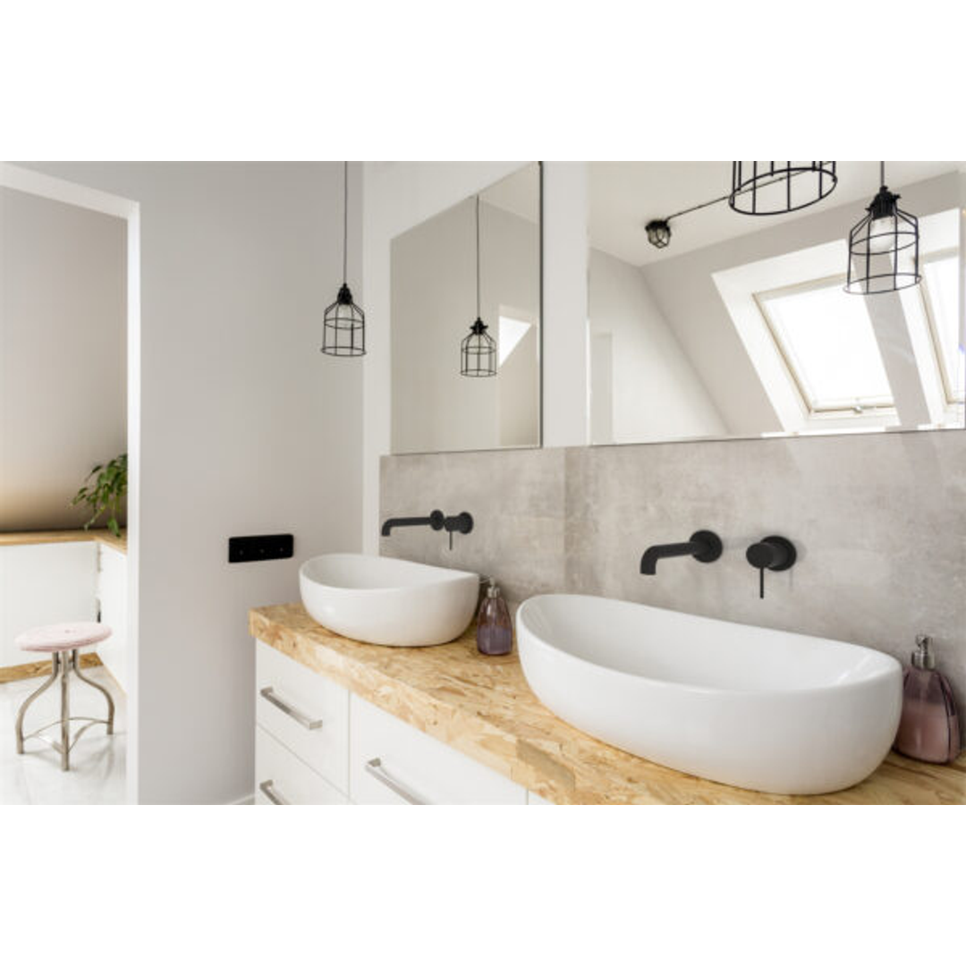 Mecca Wall Basin Nero Mixer Separate Back Plate 230mm Spout - Matt Black