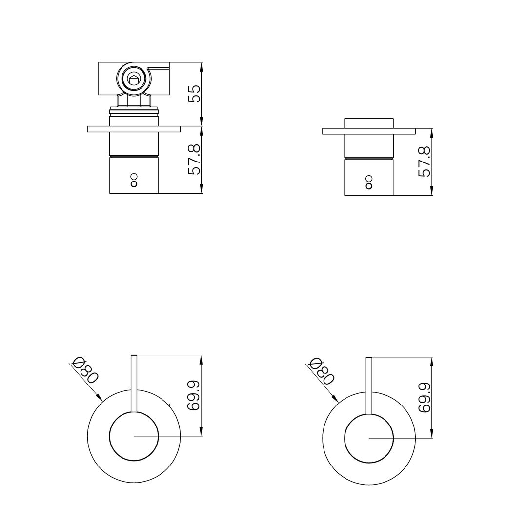 Nero Mecca Shower Mixer Handle Up 80Mm Plate Trim Kits Only - Brushed Nickel