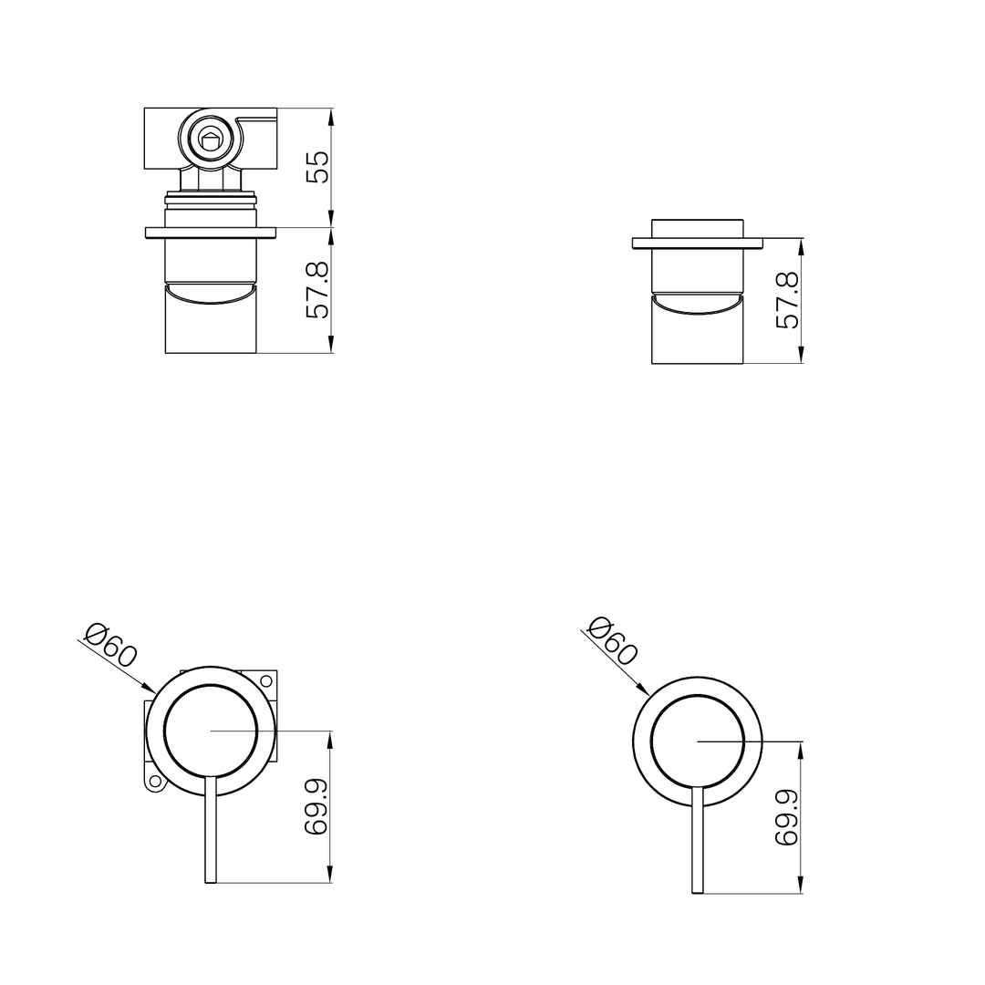 Nero Mecca Shower Mixer 60Mm Plate Trim Kits Only - Chrome