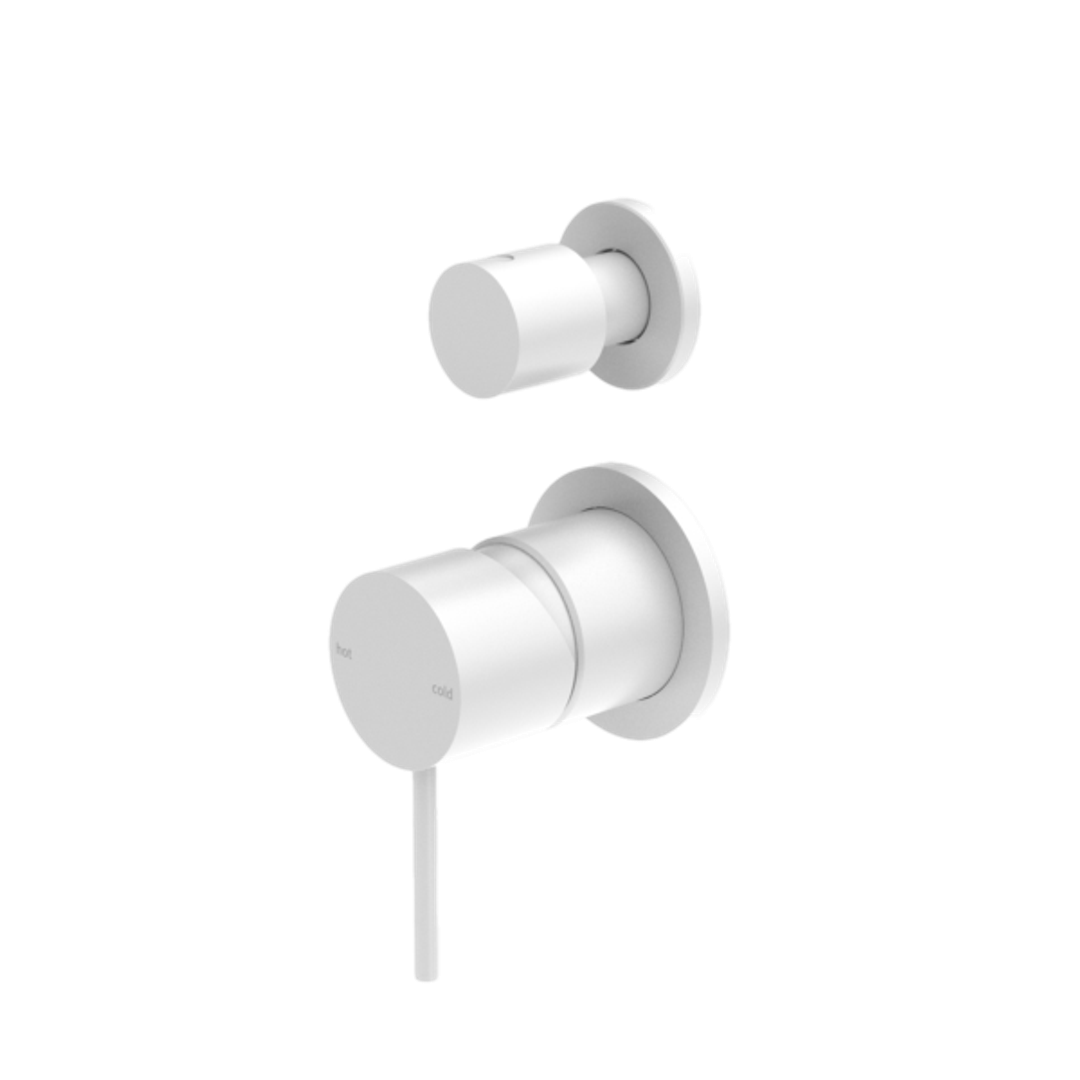 Nero Mecca Shower Mixer With Divertor Separate Back Plate - Matte White Nr221911Smw