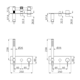 Nero Mecca Shower Mixer Diverter System Trim Kits Only - Brushed Bronze