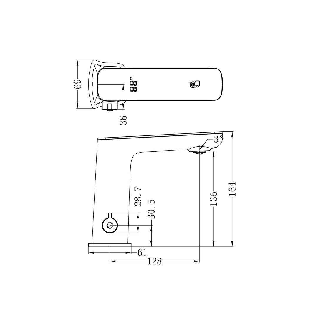 Nero Claudia Sensor Mixer With White Top Display - Brushed Bronze