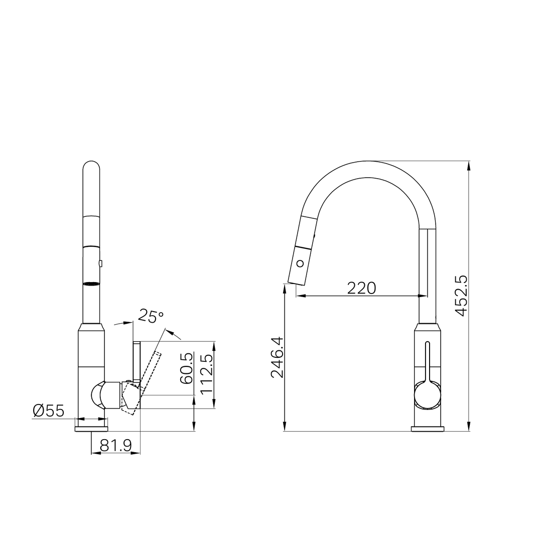 Pearl Pull Out Sink Nero Mixer With Vegie Spray Function Shower - Matte Black