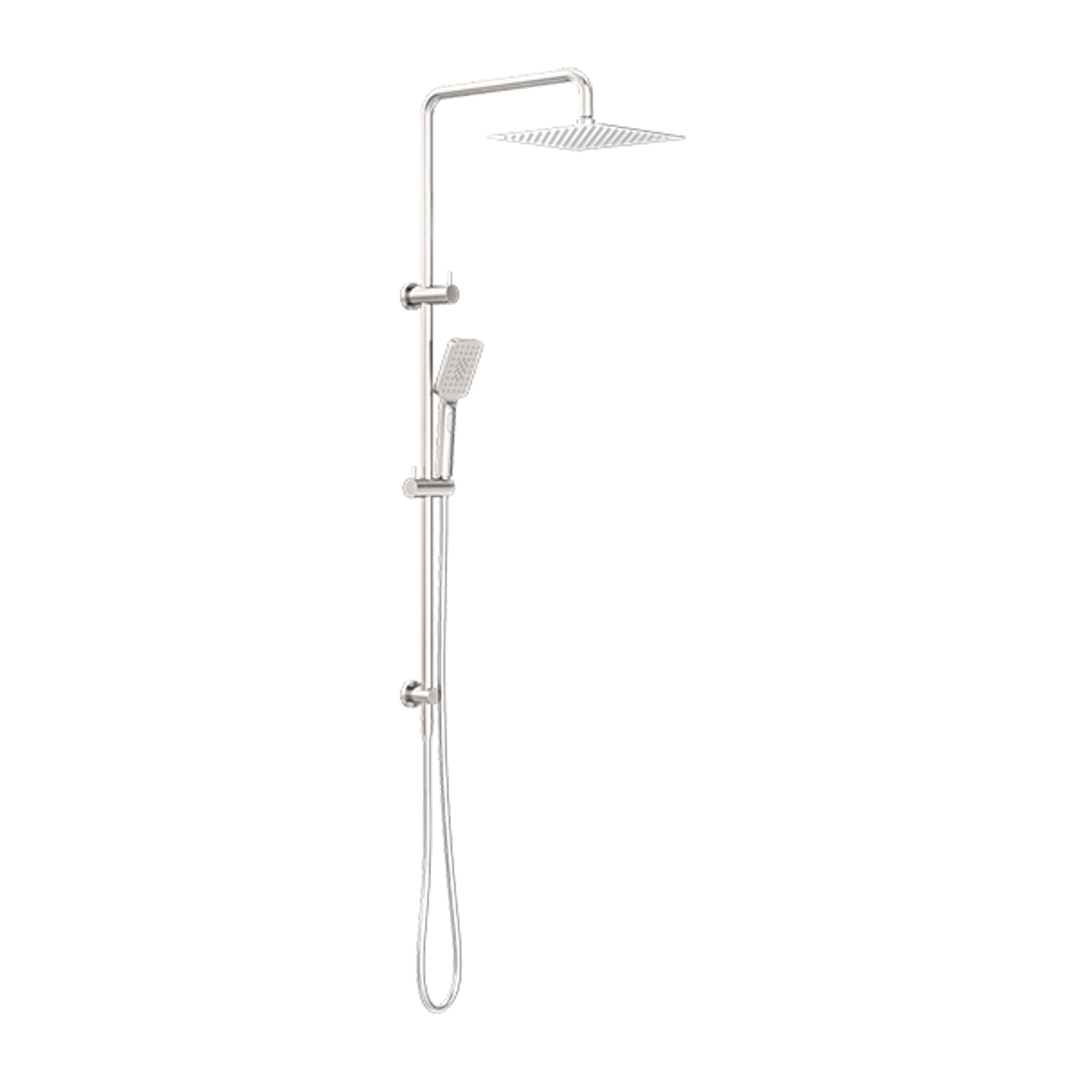 Nero Square Project Twin Shower - Brushed Nickel