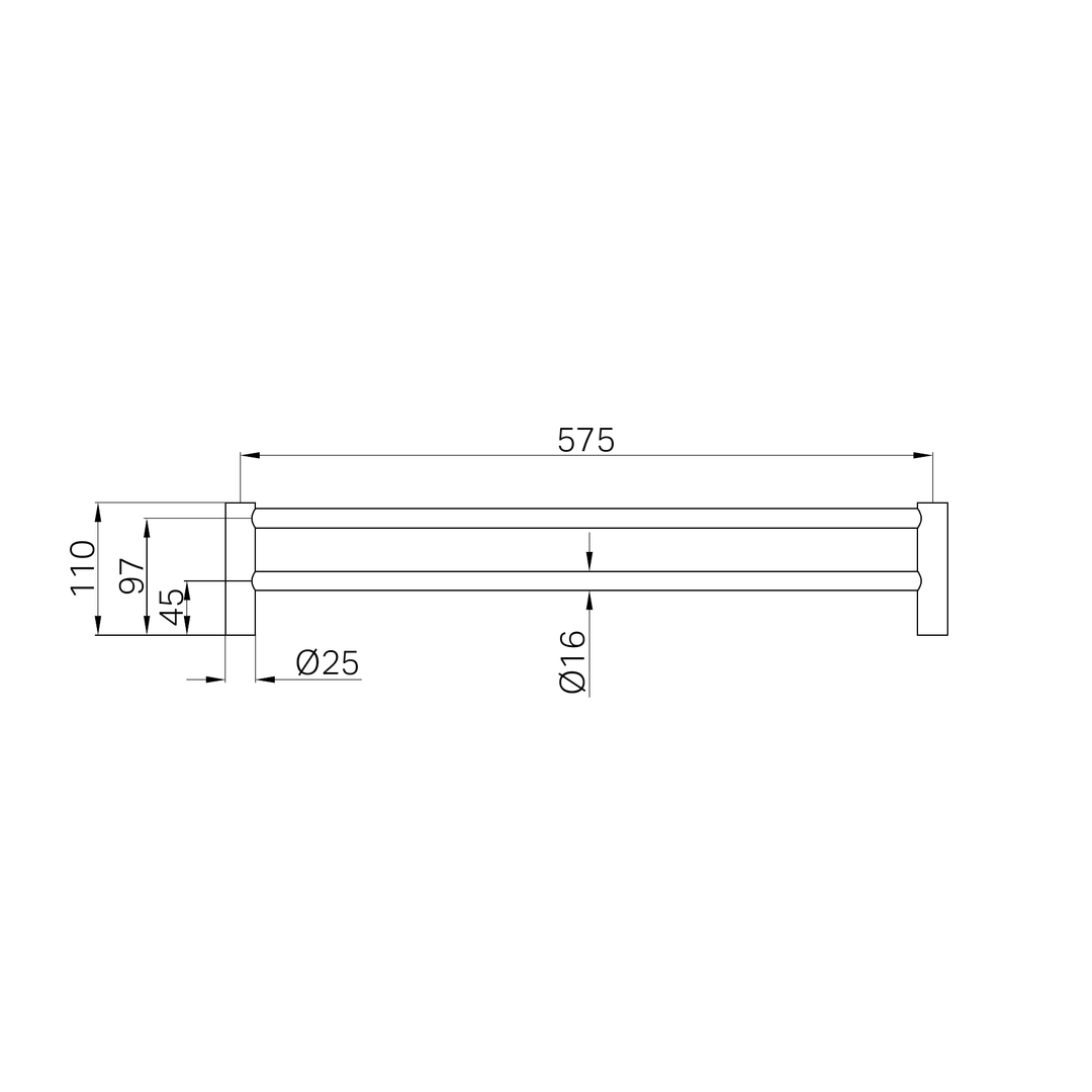 Nero New Mecca Double Towel Rail 600Mm - Chrome