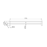 Nero New Mecca Double Towel Rail 800Mm - Matte Black