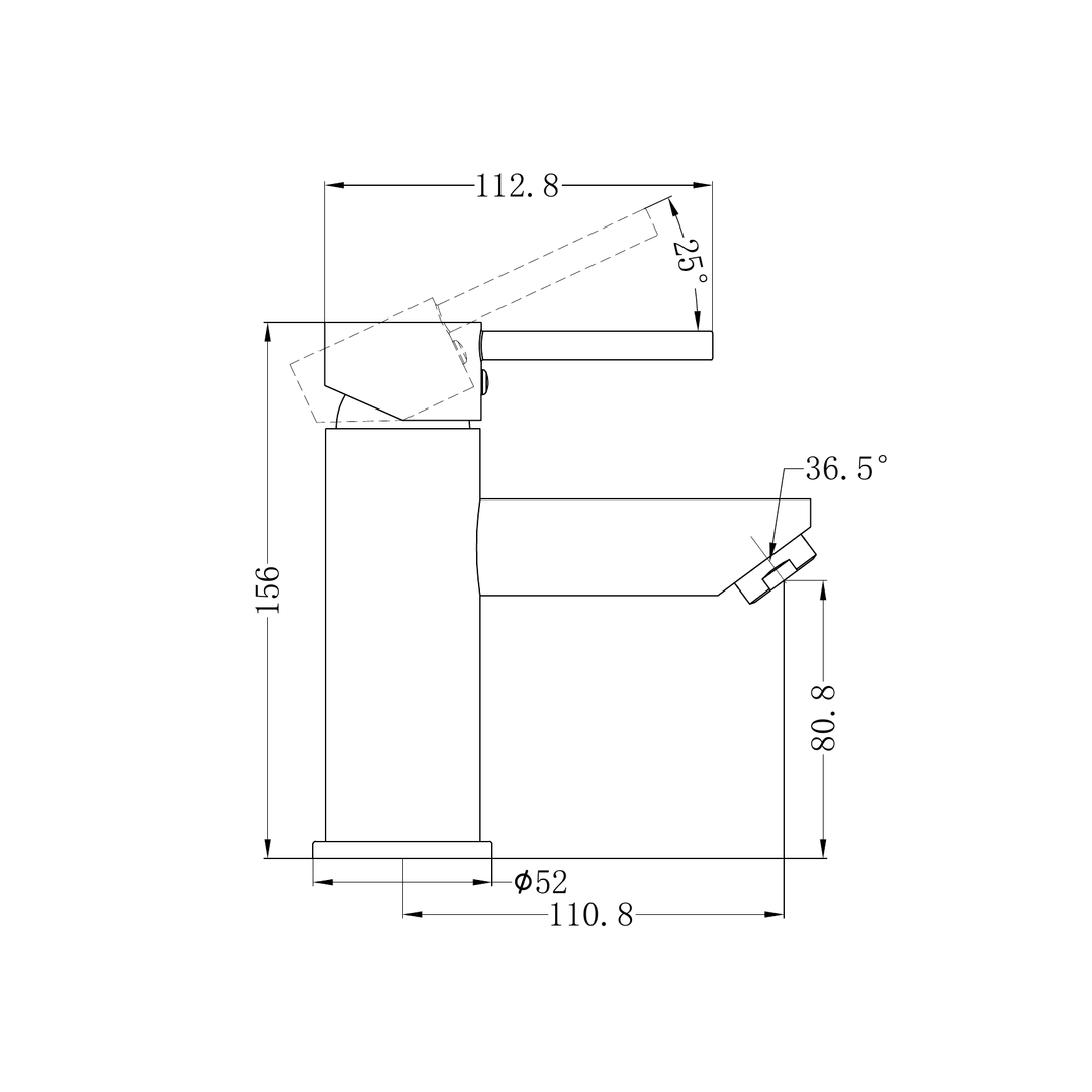 Dolce Basin Nero Mixer Straigh Spout Shower - Matt Black