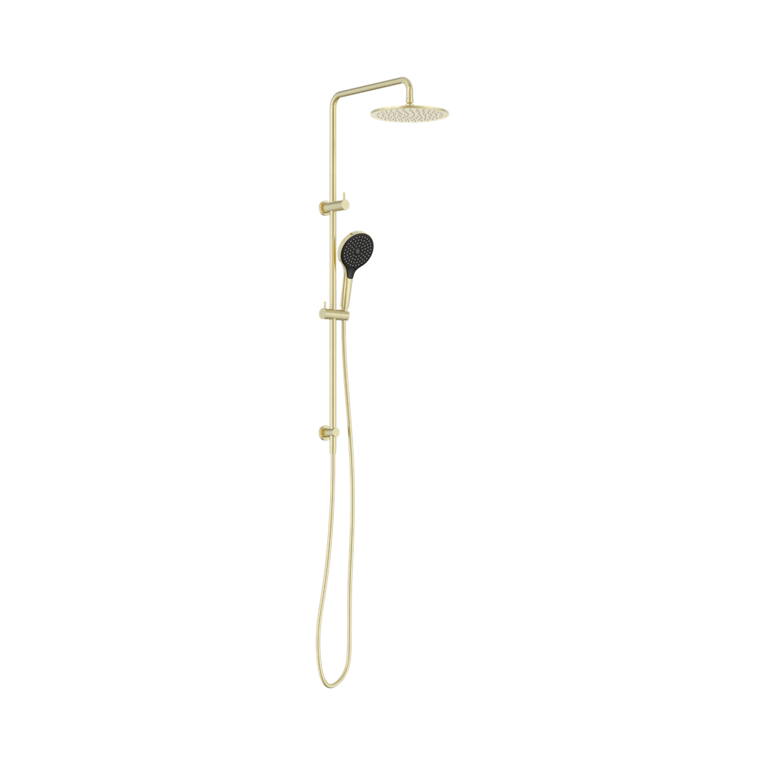 Nero Round Twin Shower With Air Shower II - Brushed Gold