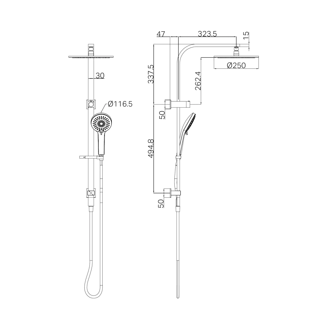 Bianca Twin Nero Shower - Chrome