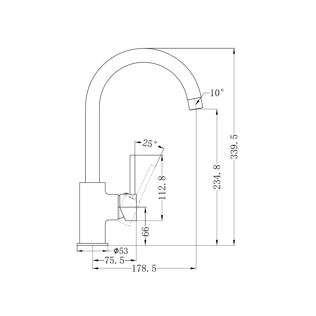 Dolce Kitchen Nero Mixer (Curved Spout) Shower - Matt Black