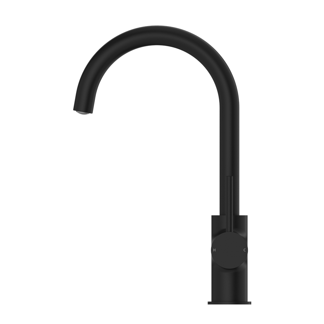 Dolce Kitchen Nero Mixer (Curved Spout) Shower - Matt Black