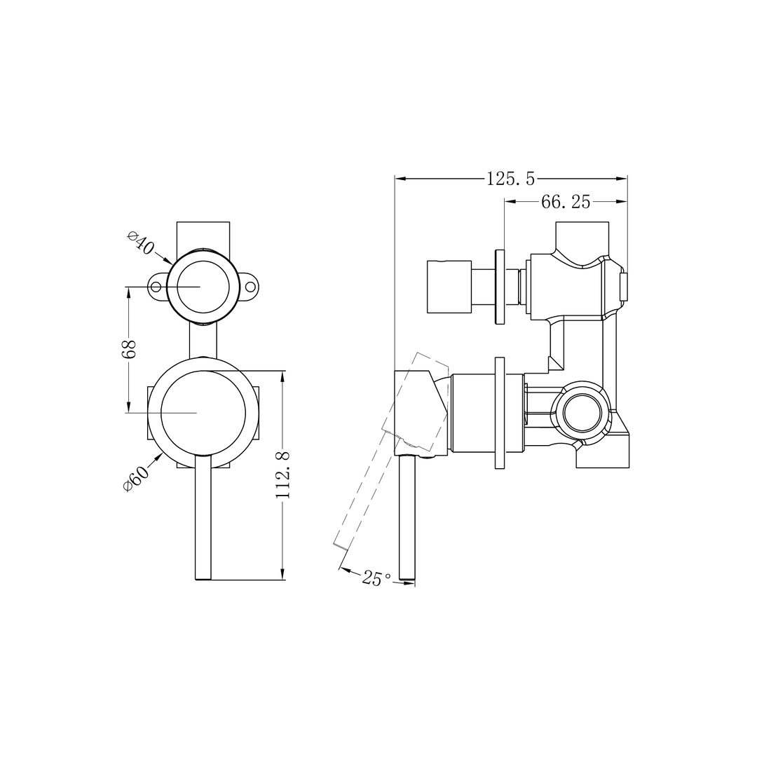 Nero Dolce Shower Mixer With Diverter Separate Back Plate - Brushed Gold