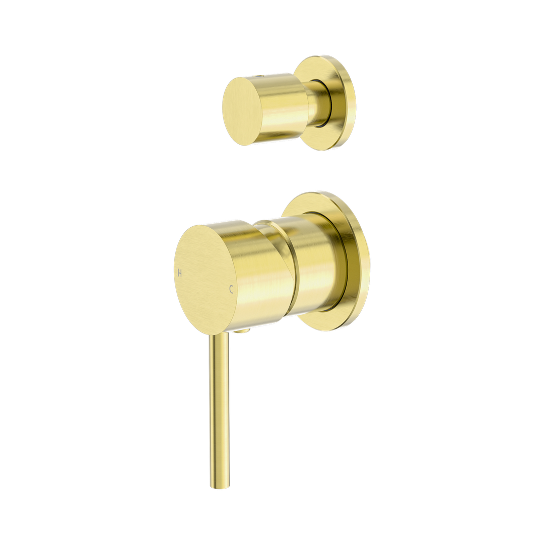 Nero Dolce Shower Mixer With Diverter Separate Back Plate - Brushed Gold