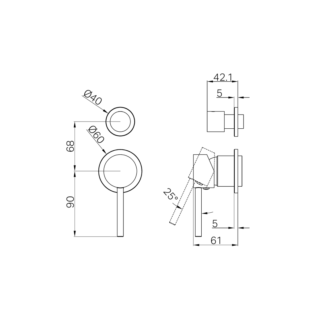Nero Dolce Shower Mixer With Diverter Separate Back Plate Trim Kits Only - Chrome