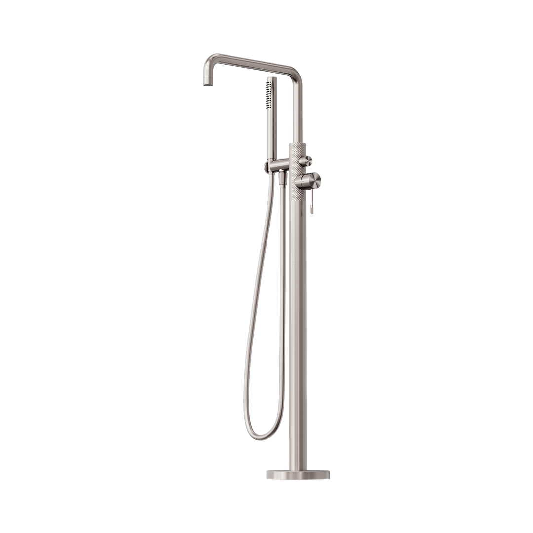 Nero Opal Freestanding Bath Mixer With Hand Shower - Brushed Nickel