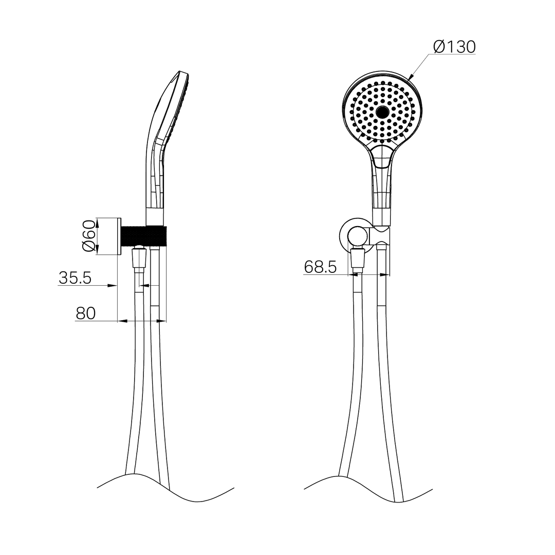 Nero Opal Shower On Bracket With Air Shower II - Graphite