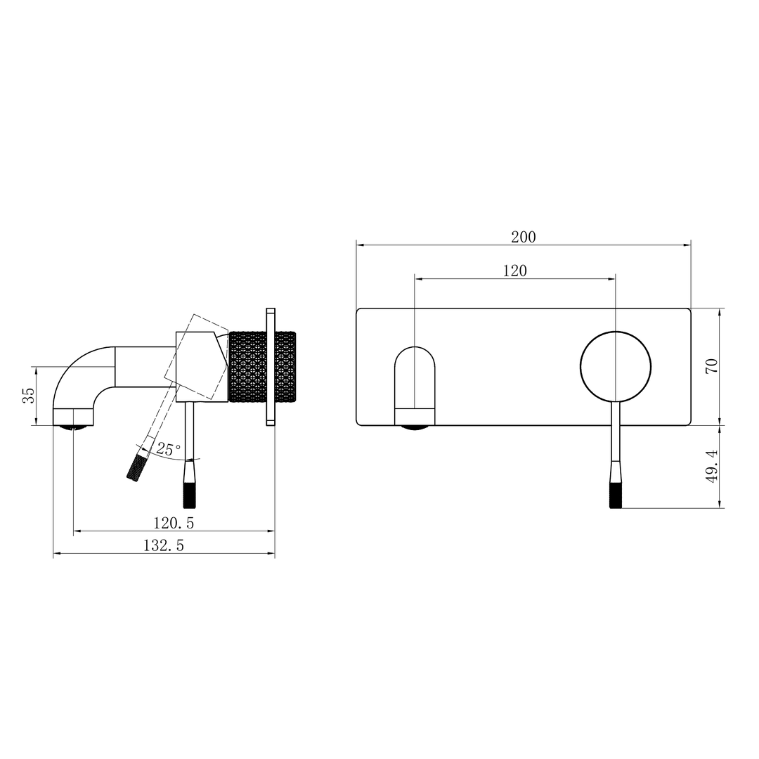 Nero Opal Wall Basin/Bath Mixer 120Mm - Graphite