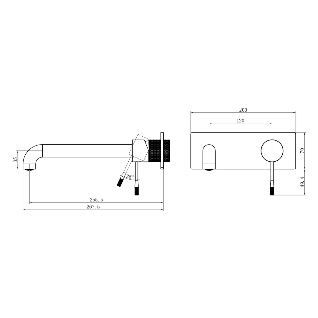 Nero Opal Wall Basin/Bath Mixer 260Mm - Graphite