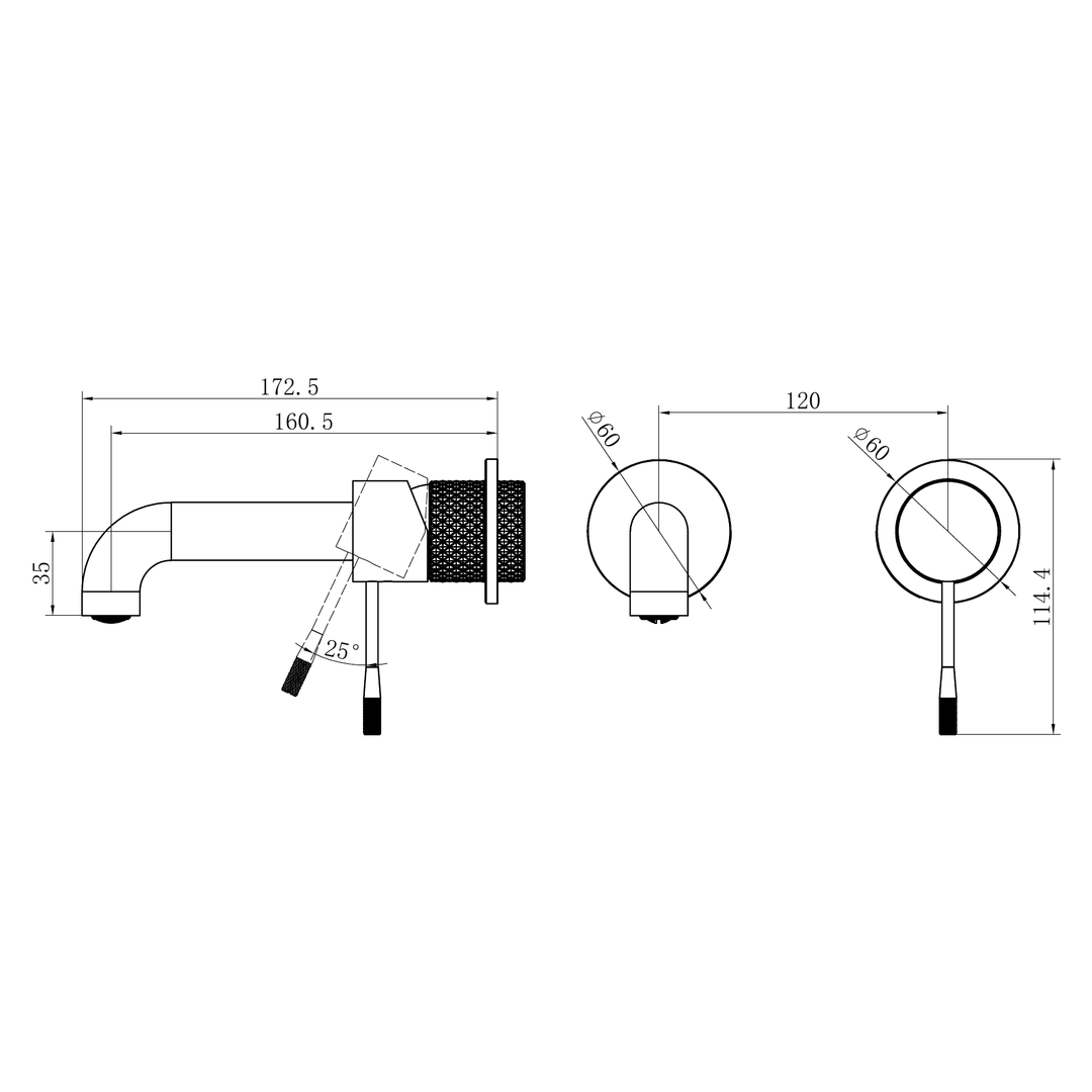 Opal Wall Basin/Bath Nero Mixer 160mm Spout Separate Back Plate - Brushed Nickel