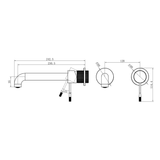 Nero Opal Wall Basin/Bath Mixer Separate Back Plate 230Mm - Brushed Gold