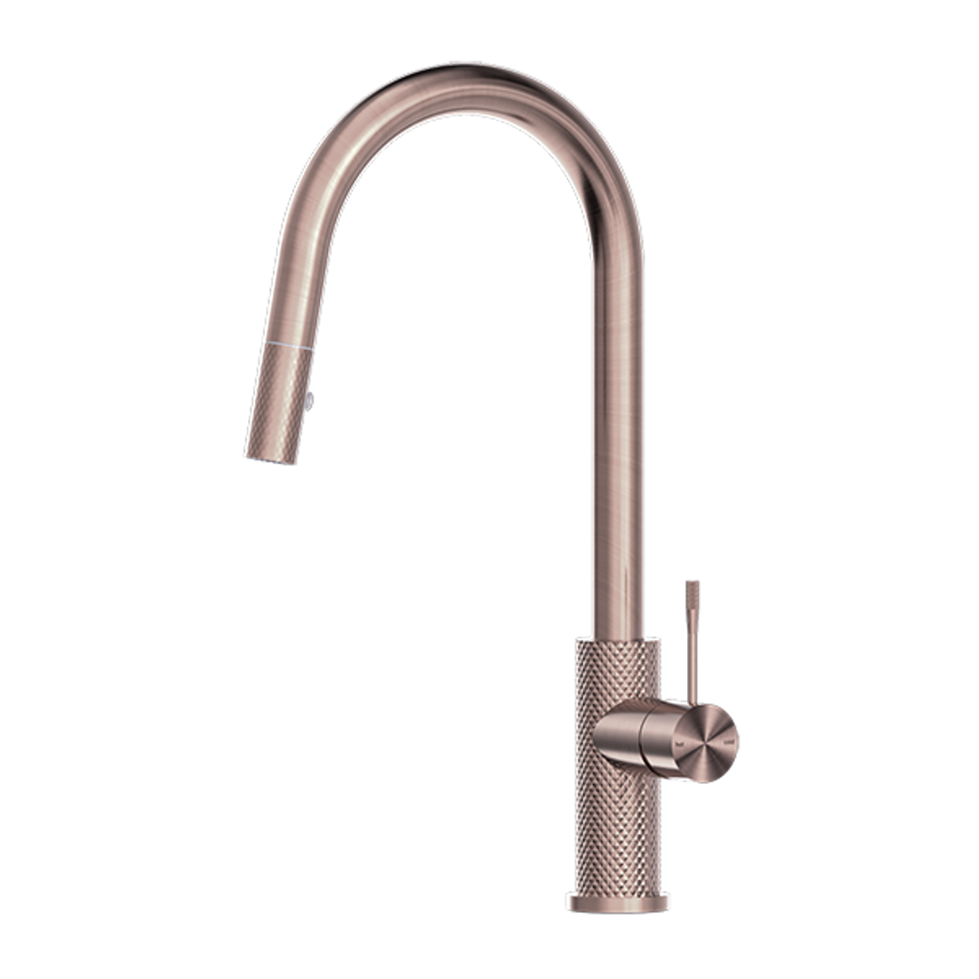 Nero Opal Pull Out Sink Mixer With Vegie Spray - Brushed Bronze