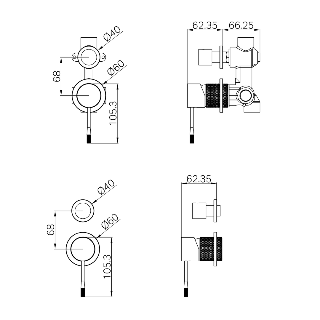 Nero Opal Shower Mixer With Diverter Separate Plate - Graphite