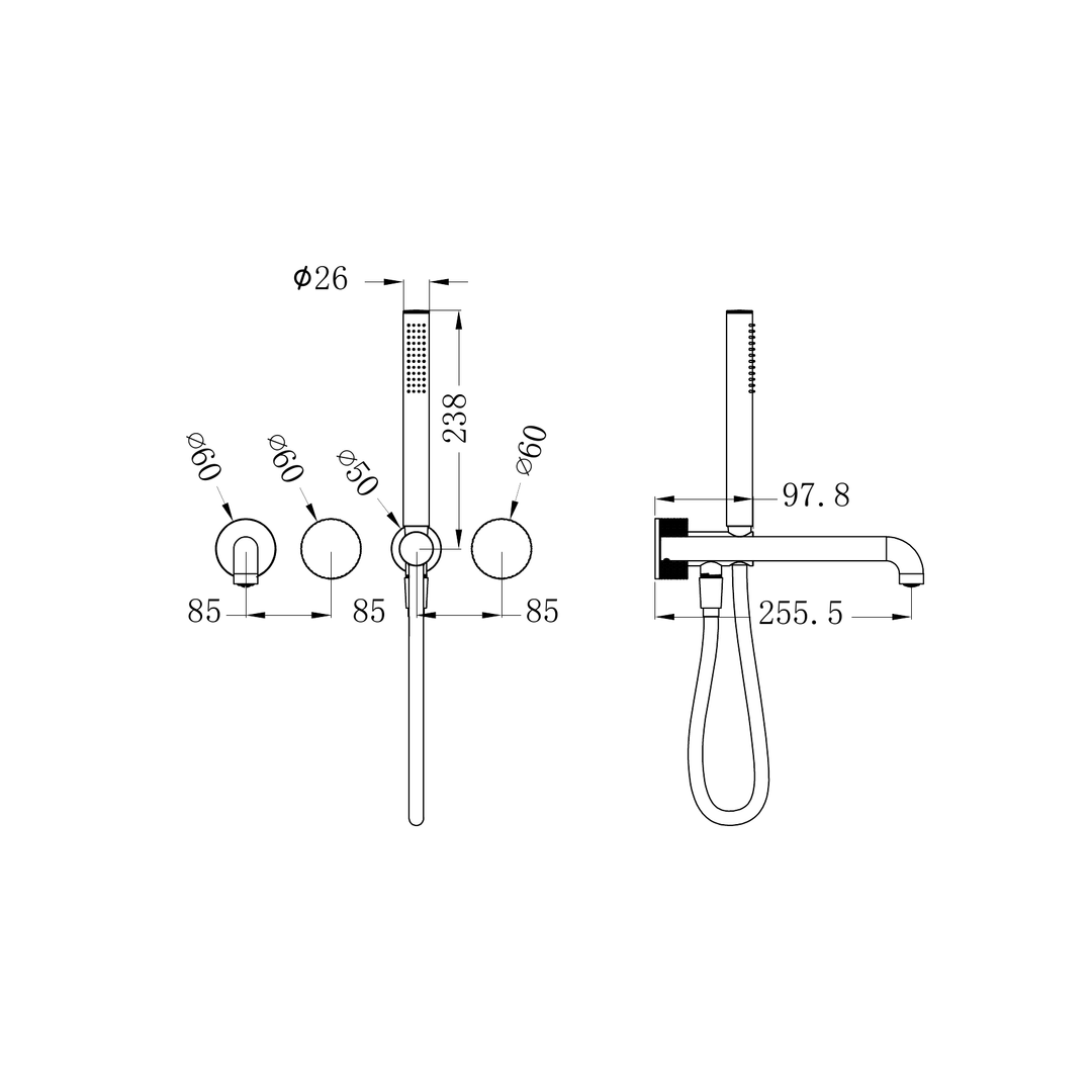 Nero Opal Progressive Shower System Sep. Plate C/W Spout 250Mm Trim Kit Only - Brushed Bronze