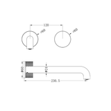 Opal Progressive Wall Basin Nero Mixer 230mm Spout - Brushed Gold