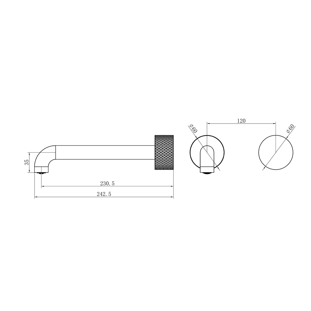 Nero Opal Progressive Wall Basin/Bath Set 230Mm Trim Kits Only - Graphite