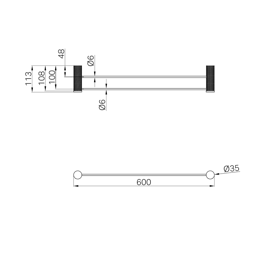 Nero Opal Double Towel Rail - Brushed Gold 600mm